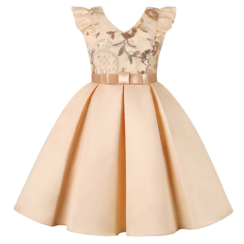 Girl Flower Sequins Christmas Dress