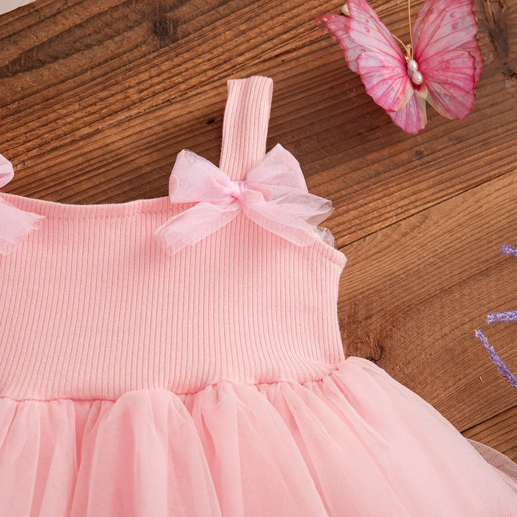 Floral Patterns And Bows Halter Puffy Girl Dress