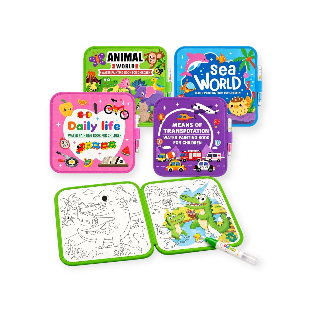 Montessori Magic Water Coloring Books (4-Pack)