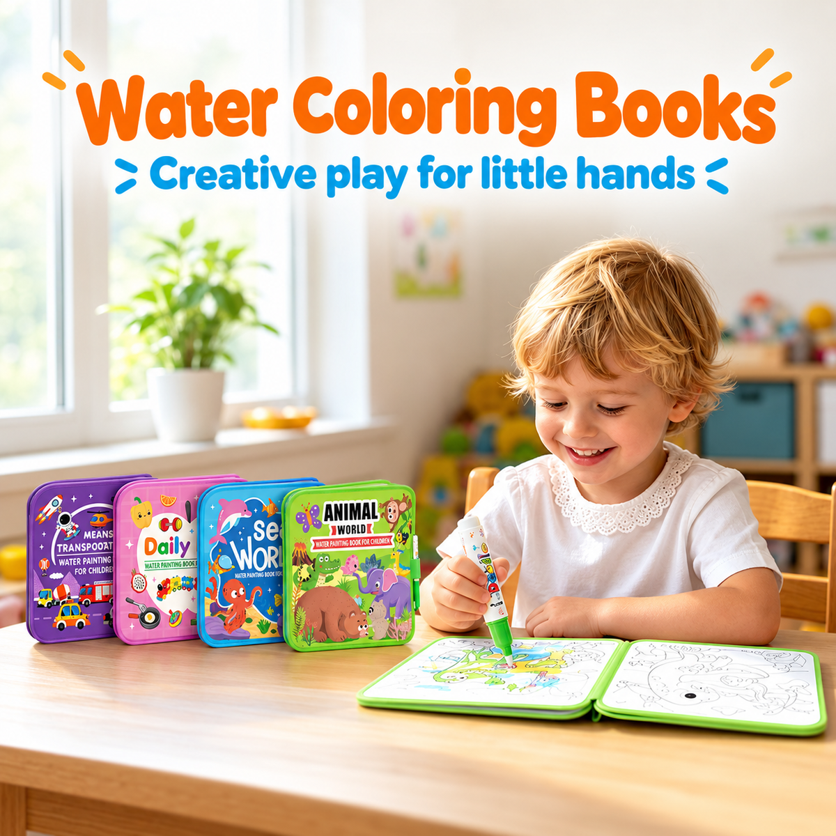Montessori Magic Water Coloring Books (4-Pack)